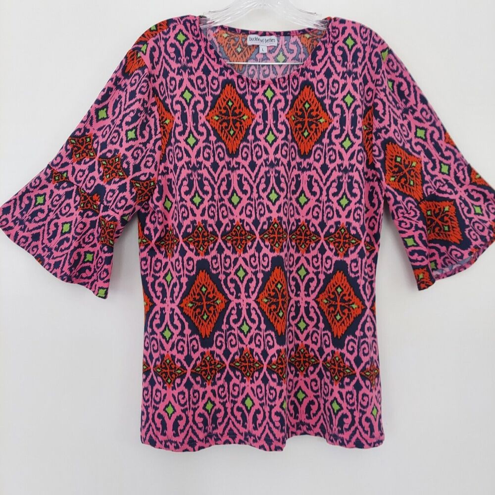 Buckhead Betties Womens Long Shirt Bright Pink Red Large